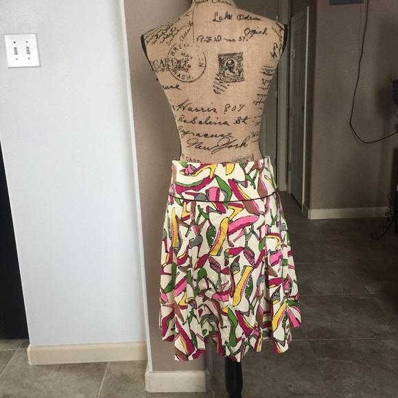 claude brown..multicolored shoe pattern skirt - Picture 2 of 8